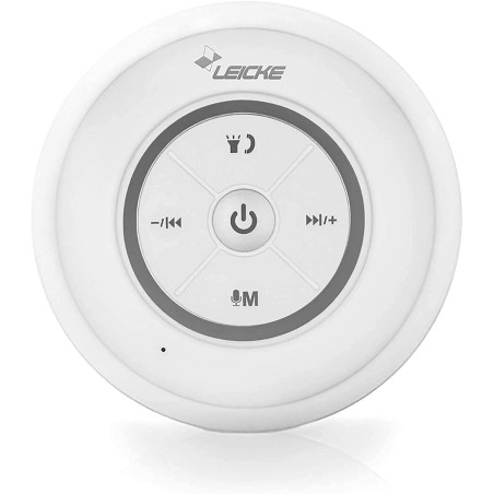 LEICKE Enceinte Bluetooth Portable Étanche Haut Parleur de Douche sans Fil Haute stéréo LED Lumière Ventouse puissante, Stéréo,