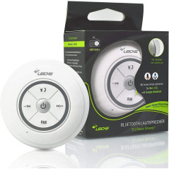 LEICKE Enceinte Bluetooth Portable Étanche Haut Parleur de Douche sans Fil Haute stéréo LED Lumière Ventouse puissante, Stéréo, 
