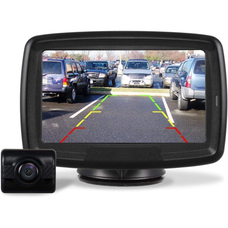 AUTO-VOX TD2 Caméra de Recul Numérique sans Fil, Camera de Recul Voiture avec Ecran LCD 4,3", Etanche IP68, Vision Nocturne, ave