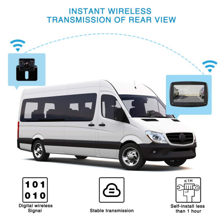 AUTO-VOX TD2 Caméra de Recul Numérique sans Fil, Camera de Recul Voiture avec Ecran LCD 4,3", Etanche IP68, Vision Nocturne, ave