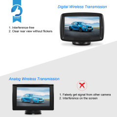 AUTO-VOX TD2 Caméra de Recul Numérique sans Fil, Camera de Recul Voiture avec Ecran LCD 4,3", Etanche IP68, Vision Nocturne, ave