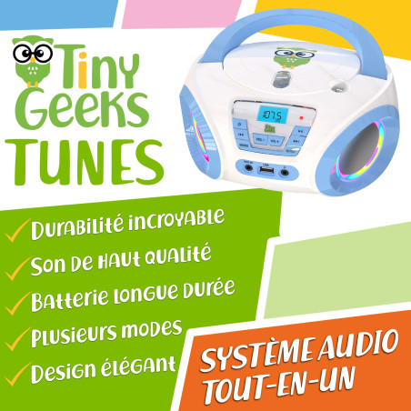 Tinygeeks Tunes Lecteur CD Enfant - Nouveauté - Radio FM - Piles incluses - Lecteur CD Radio Rose Mignon avec Haut-parleurs - Le