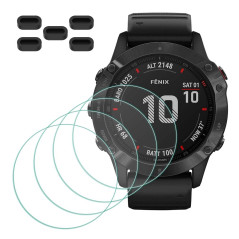 MTHGH Protection Écran pour Garmin Fenix 6X Pro Solar Verre Trempé [4 Pièces] + Bouchons Anti-Poussière [5 Pièces] - Protecteur 