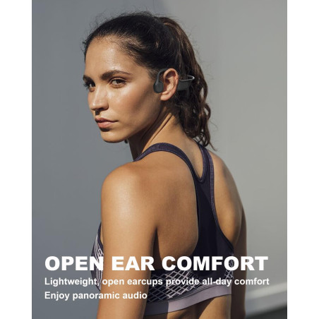 SANOTO Casque Conduction Osseuse Open Ear Casque Bluetooth sans Fil Sport IPX7 Waterproof and Sweatproof Écouteur Adapté à la Co