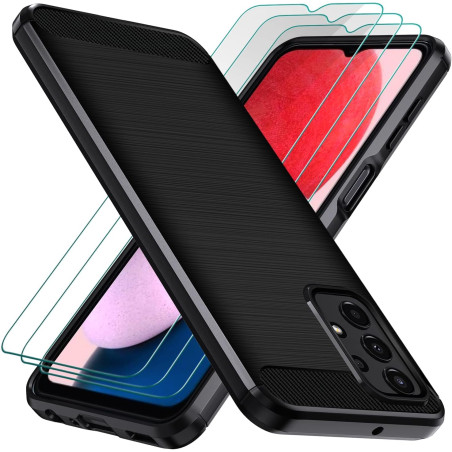 ivoler Coque Silicone pour Samsung Galaxy A13 4G / A13 5G / A04S avec 3 Pièces Verre Trempé, [Protection Antichoc Militaire] Étu