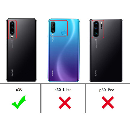KANSi Coque Compatible pour Huawei P30, Smart View Flip Faux Cuir Coque + Protection Ecran - Noir