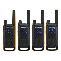 Motorola Solutions - T82 Extreme Quad Set, Talkie-walkie, Radio Portable 4 unités, UHF, Noir et Jaune, portée jusqu'à 10 km, app