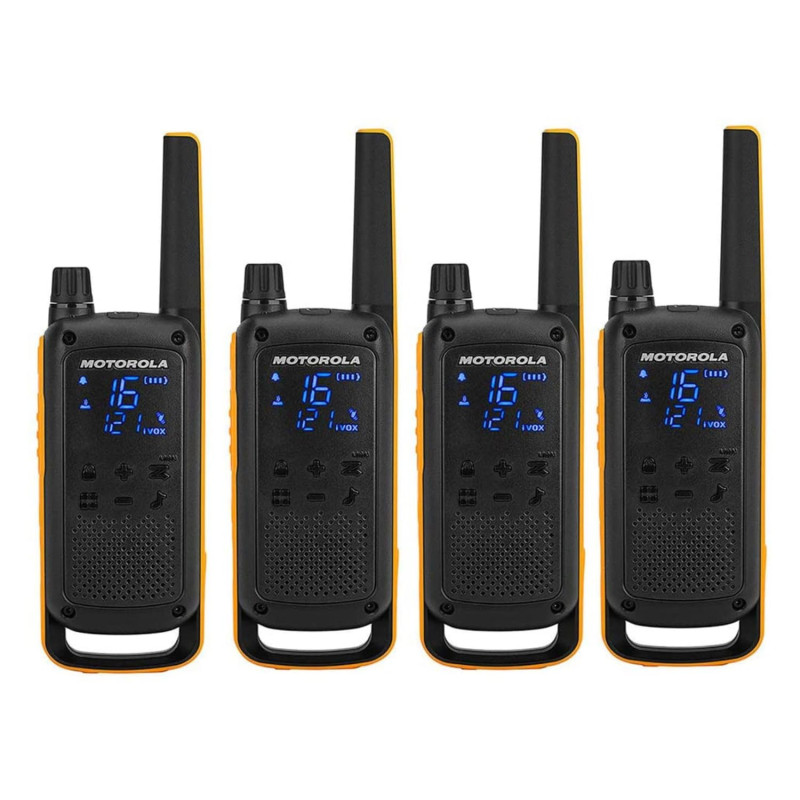 Motorola Solutions - T82 Extreme Quad Set, Talkie-walkie, Radio Portable 4 unités, UHF, Noir et Jaune, portée jusqu'à 10 km, app Motorola Solutions - T82 Extreme Quad Set, Talkie-walkie, Radio Portable 4 unités, UHF, Noir et Jaune, portée jusqu'à 10 km, app