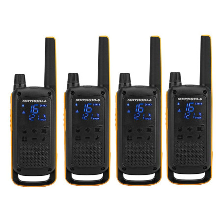 Motorola Solutions - T82 Extreme Quad Set, Talkie-walkie, Radio Portable 4 unités, UHF, Noir et Jaune, portée jusqu'à 10 km, app