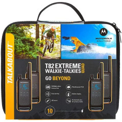 Motorola Solutions - T82 Extreme Quad Set, Talkie-walkie, Radio Portable 4 unités, UHF, Noir et Jaune, portée jusqu'à 10 km, app