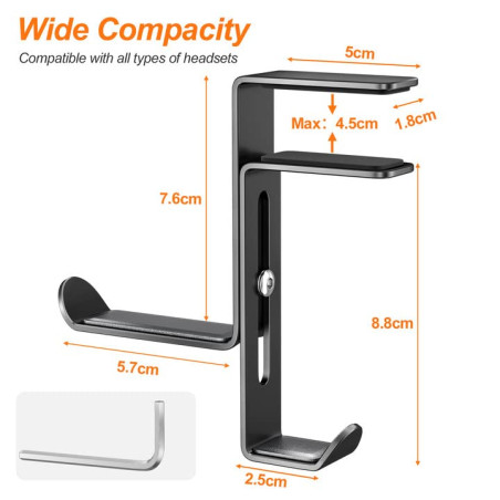 Newaner Support Casque Gamer Bureau, Porte Casque Multifonction avec Organiseur de Câbles, Support de Casque Gaming Réglable pou