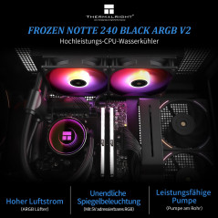 Thermalright Frozen Notte 240 BLACK ARGB V2 refroidisseur de processeur de refroidissement par eau, ventilateurs PWM doubles,rou
