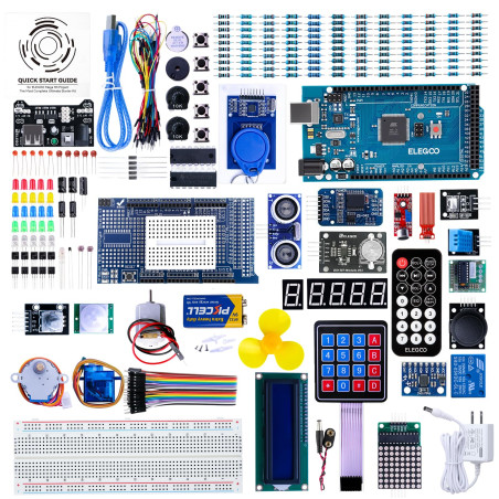 ELEGOO Mega R3 Kit de Démarrage Ultime Le Plus Complet avec Manuel d'Utilisation Français pour Débutants et Professionnels Compa