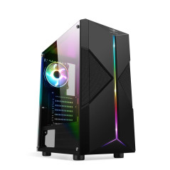 SPIRIT OF GAMER - Clone III | Boitier PC Gamer RGB Noir | Compatible ATX/mATX/ITX | Moyen Tour Gaming Vide avec Paroi Latérale e