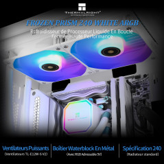 Thermalright Frozen Prism 240 White ARGB Refroidisseur de liquide CPU avec ventilateur PWM de 120mm,Dissipateur thermique intégr