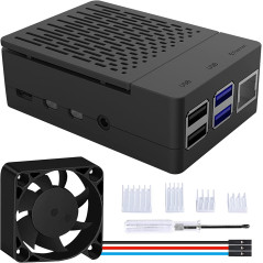 GeeekPi PWM Boîtier pour Raspberry Pi 4 Model B, avec Ventilateur 40X40X10mm et 4pcs Raspberry Pi 4 Dissipateurs (Noir)