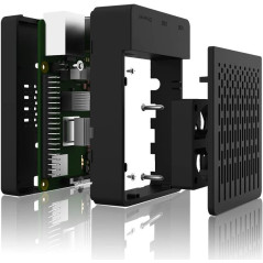 GeeekPi PWM Boîtier pour Raspberry Pi 4 Model B, avec Ventilateur 40X40X10mm et 4pcs Raspberry Pi 4 Dissipateurs (Noir)