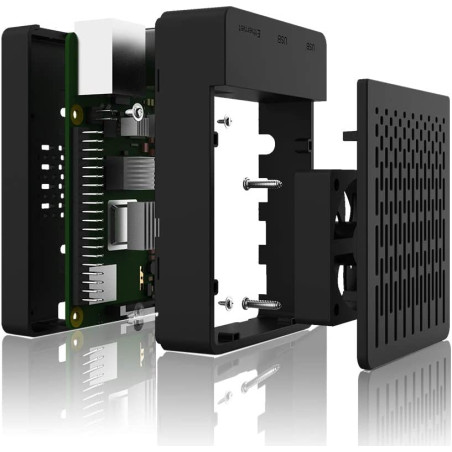 GeeekPi PWM Boîtier pour Raspberry Pi 4 Model B, avec Ventilateur 40X40X10mm et 4pcs Raspberry Pi 4 Dissipateurs (Noir)