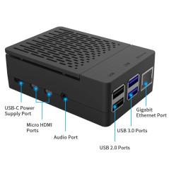 GeeekPi PWM Boîtier pour Raspberry Pi 4 Model B, avec Ventilateur 40X40X10mm et 4pcs Raspberry Pi 4 Dissipateurs (Noir)
