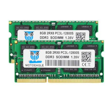Motoeagle DDR3L-1600 SODIMM PC3L 12800S 16Go (2x8Go) DDR3L 1600MHz 8GB PC3 12800S 204-Pin CL11 1.35V d'ordinateur Portable Mémoi