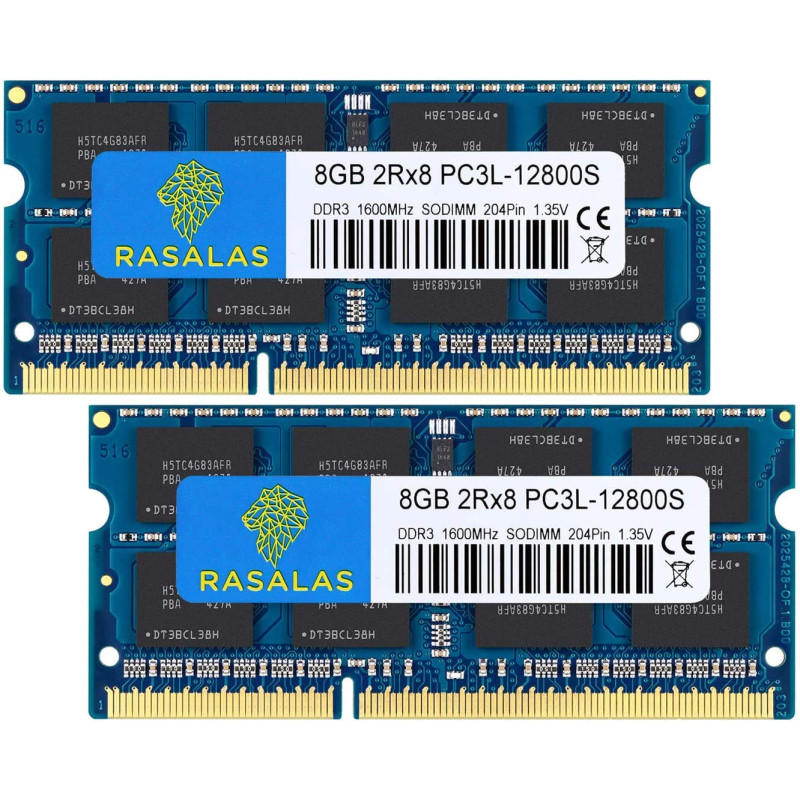 Rasalas 16GB Kit 2x8GB 1600MHz PC3L-12800: DDR3 16GB DDR3L Non ECC Unbuffered 1.35V CL11 2Rx8 Dual Rank SODIMM Laptop Memory Ram Rasalas 16GB Kit 2x8GB 1600MHz PC3L-12800: DDR3 16GB DDR3L Non ECC Unbuffered 1.35V CL11 2Rx8 Dual Rank SODIMM Laptop Memory Ram
