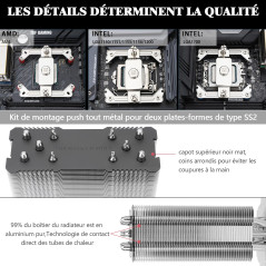 Thermalright Assassin King 120 SE Refroidisseur d'air pour processeur, 5 caloducs, technologie AGHP, ventilateur TL-C12C PWM, po