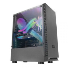 Mars Gaming MCN2, Boîtier PC Gaming ATX, Fenêtre Latérale Complète, Grille Avant, Conception Double Chambre, Ventilateur Arrière