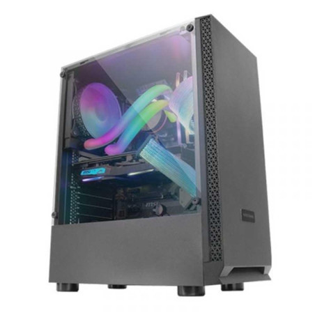 Mars Gaming MCN2, Boîtier PC Gaming ATX, Fenêtre Latérale Complète, Grille Avant, Conception Double Chambre, Ventilateur Arrière