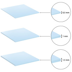 Poppstar 3X Pad Thermique 50x50 mm avec Une conductivité Thermique de 6 W/MK (3 épaisseurs : 0,5mm / 1mm / 1,5mm) Couleur Bleue