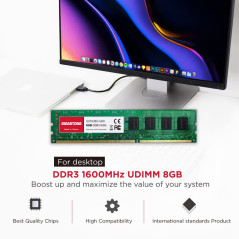 【DDR3 RAM】 GIGASTONE 32Go Kit(4x8Go) DDR3/DDR3L 1600MHz(1333MHz) PC3-12800(PC3-10600) CL11 1.35V/1.5V 2Rx8 UDIMM 240pin UnbuffeR