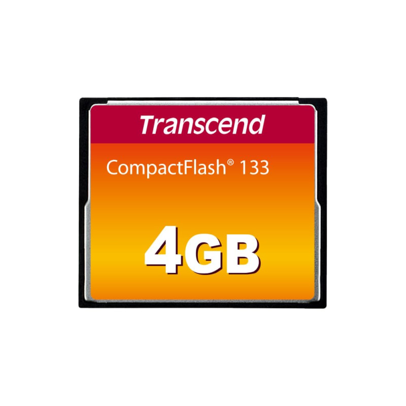 Transcend CF133 Carte mémoire CompactFlash 133 4GB (CF Card) jusqu'à 50/20 MB/s, supporte le mode de transfert Ultra DMA 4 avec Transcend CF133 Carte mémoire CompactFlash 133 4GB (CF Card) jusqu'à 50/20 MB/s, supporte le mode de transfert Ultra DMA 4 avec