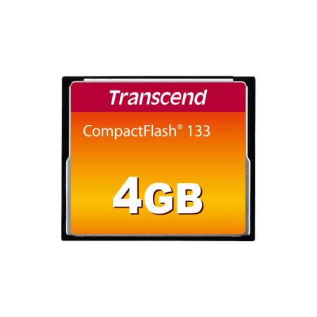 Transcend CF133 Carte mémoire CompactFlash 133 4GB (CF Card) jusqu'à 50/20 MB/s, supporte le mode de transfert Ultra DMA 4 avec 