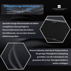 Thermalright Frozen Prism 240 Black ARGB CPU Refroidisseur d'eau avec deux ventilateurs PWM,Vitesse de rotation de la pompe à ea