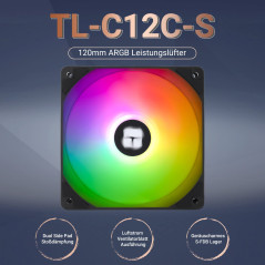Thermalright TL-C12C-S Ventilateur de cpu 120mm ARGB Case Cooler Fan, 4pin PWM Silent Computer Fan avec roulement S-FDB inclus,