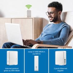 devolo WiFi 6 Repeater 5400 Repeteur WiFi - jusqu'à 5.400 Mbits/s, WiFi Mesh, Amplificateur WiFi puissant, 2x Ports Ethernet Gig