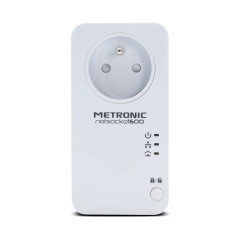 Metronic 495466 Prise CPL netsocket 600 MB/s avec 1 Port Fast Ethernet 100 MB/s et Prise gigogne