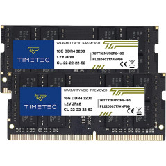 Timetec 32 Go KIT(2x16Go) DDR4 3200 MHz (PC4-3200AA) PC4-25600 SODIMM – Non-ECC sans Tampon, 260 Broches, 1,2 V CL22, Module de