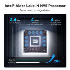 Beelink Mini S12 Mini PC, Intel Alder Lake-N N95 (4C/4T, jusqu'à 3,4 GHz) 16Go DDR4 RAM 500Go M.2 2280 SSD, Mini Ordinateur de B