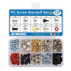 MMOBIEL 228 pcs Kit d'entretoise à vis PC pour boîtier d'ordinateur disque dur carte mère refroidisseur ventilateur cartes graph