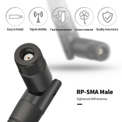 Eightwood Antenne WiFi 2.4G Connecteur RP SMA Mâle 5dBi Omnidirectionnel 15.6 cm WLAN Antenne 2pcs Compatible pour Carte Antenne