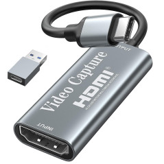 Carte de capture vidéo 1080p de type C, HDMI vers USB C, capture de jeux vidéo pour l'édition de jeux/streaming/enseignement en