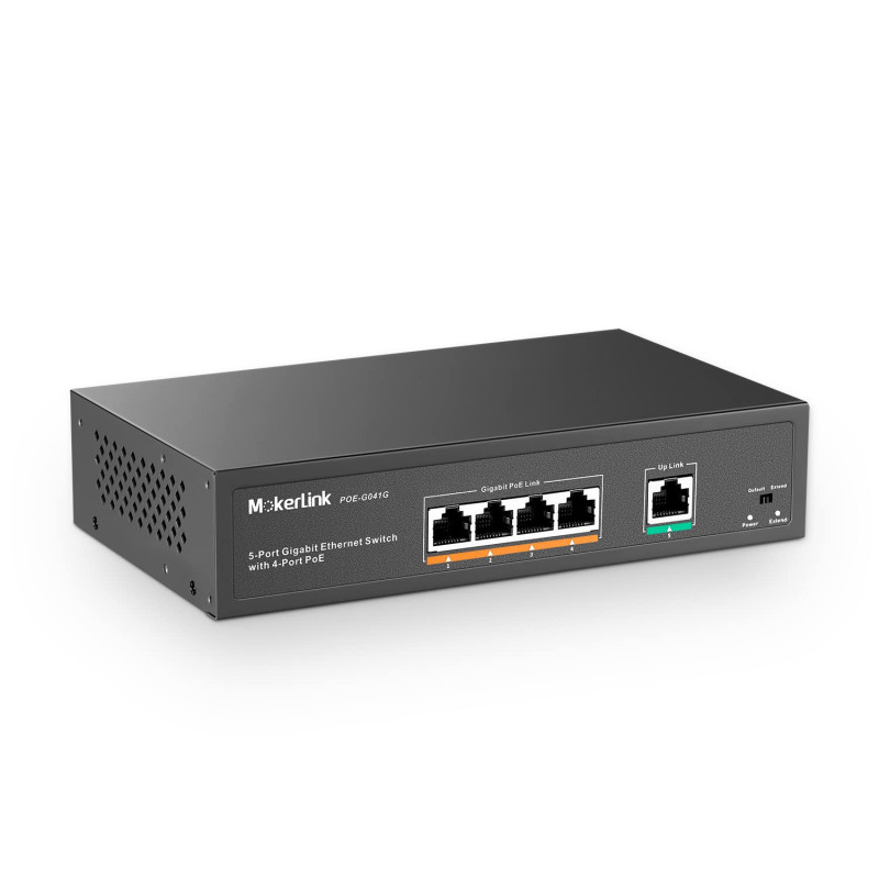 MokerLink 5 Port Gigabit PoE Switch, with 4 Ports PoE+ 1000Mbps, 78W IEEE802.3af/at, Plug and Play Non Géré, Métal Robuste, sans MokerLink 5 Port Gigabit PoE Switch, with 4 Ports PoE+ 1000Mbps, 78W IEEE802.3af/at, Plug and Play Non Géré, Métal Robuste, sans