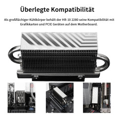 Thermalright HR10 2280 SSD Cooler, 2280 SSD Heatsink Refroidissement, dissipateur thermique double face, 2 caloducs, avec coussi