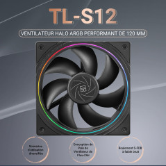 Thermalright TL-S12 - Ventilateur de processeur - 120 mm - Connecteur PWM 4 broches - Silencieux - Avec roulement S-FDB inclus -