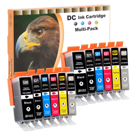 D&C 12x Cartouches d'encre compatibles pour Canon PGI-520 CLI-521 pour Canon Pixma IP3600 IP4600 IP4600X IP4700 MP540 MP550 MP56