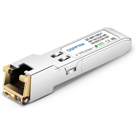 QSFPTEK Module SFP+ 10GBase-T RJ45 30m Cuivre 1.25/2.5/5/10G Mini-GBIC pour Cisco SFP-10G-T-S, Ubiquiti UF-RJ45-10G, Netgear, Mi