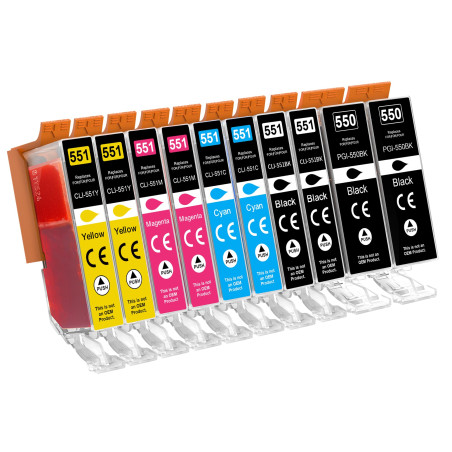 Jhaan PGI-550 CLI-551 Cartouches d'encre pour Canon 550XL 551XL PGI550 CLI551 avec Canon Pixma iP7250 MG5650 MX925 iX6850 MG5550
