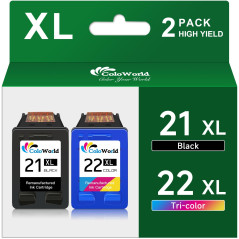 ColoWorld Cartucce d'inchiostro rigenerate HP 21XL Nero 22XL Colore