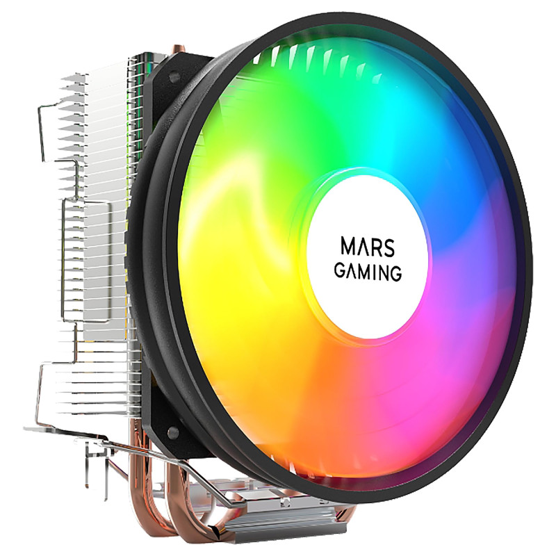 Mars Gaming MCPUARGB, Ventirad pour CPU 130W TDP, 2 Heatpipes HCT, Ventilateur 90mm Auto CHROMA RGB, PWM Silencieux, Multisocket Mars Gaming MCPUARGB, Ventirad pour CPU 130W TDP, 2 Heatpipes HCT, Ventilateur 90mm Auto CHROMA RGB, PWM Silencieux, Multisocket