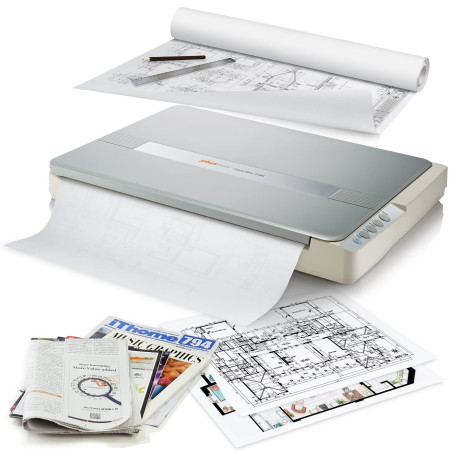 Plustek OS1180 Scanner à Plat pour Graphiques et Documents au Format A3 - Conception adaptée aux bibliothèques, écoles ou Petits